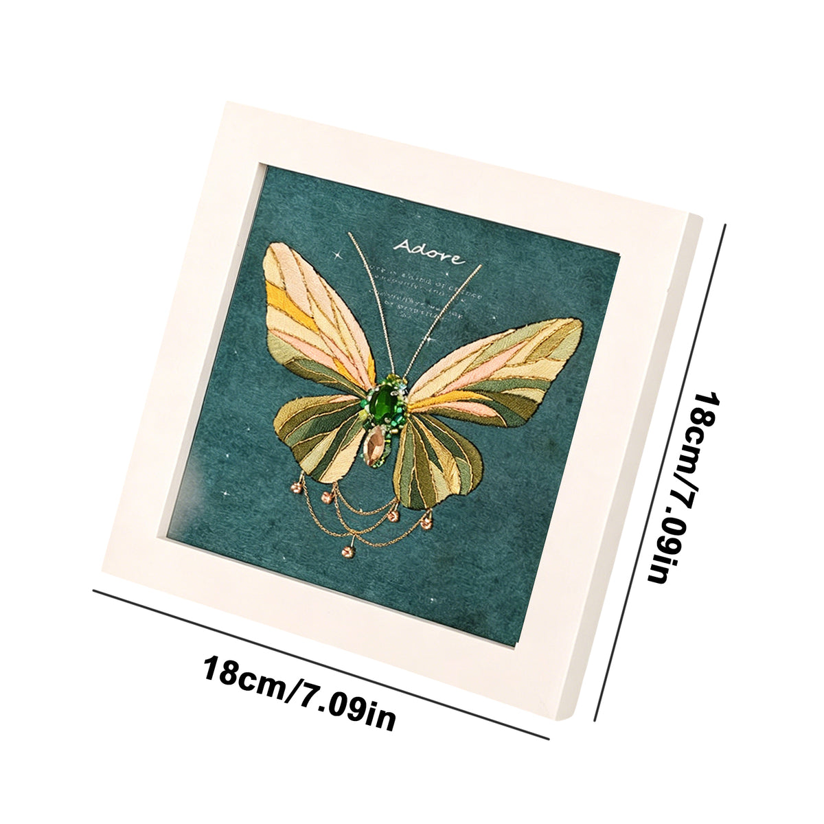 Beginners Needlepoint Kits with Tools Complete DIY Wall Decor Set Multi Purpose Handmade Creative Project for DIY Gift&Group Activity (Green Papillon White Frame)