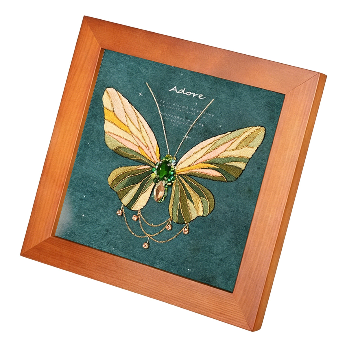Beginners Needlepoint Kits with Tools Complete DIY Wall Decor Set Multi Purpose Handmade Creative Project for DIY Gift&Group Activity (Green Papillon Brown Frame)