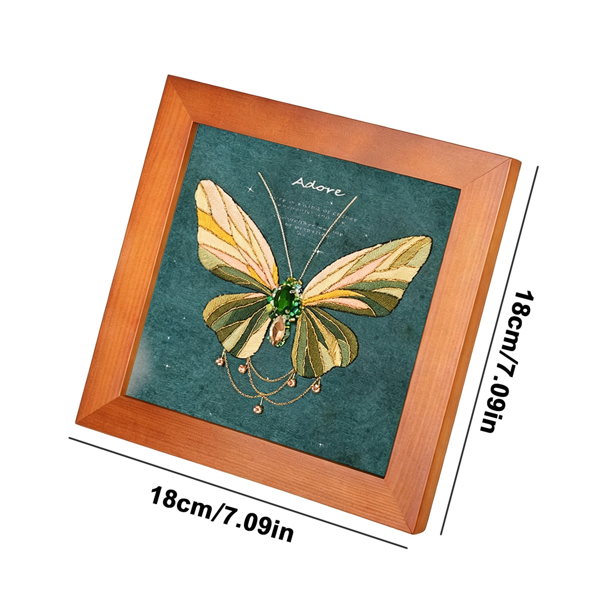 Beginners Needlepoint Kits with Tools Complete DIY Wall Decor Set Multi Purpose Handmade Creative Project for DIY Gift&Group Activity (Green Papillon Brown Frame)
