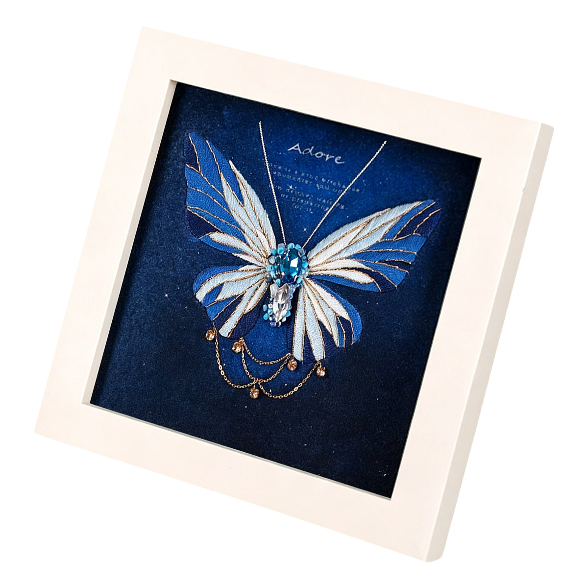 Beginners Needlepoint Kits with Tools Complete DIY Wall Decor Set Multi Purpose Handmade Creative Project for DIY Gift&Group Activity (Blue Papillon White Frame)