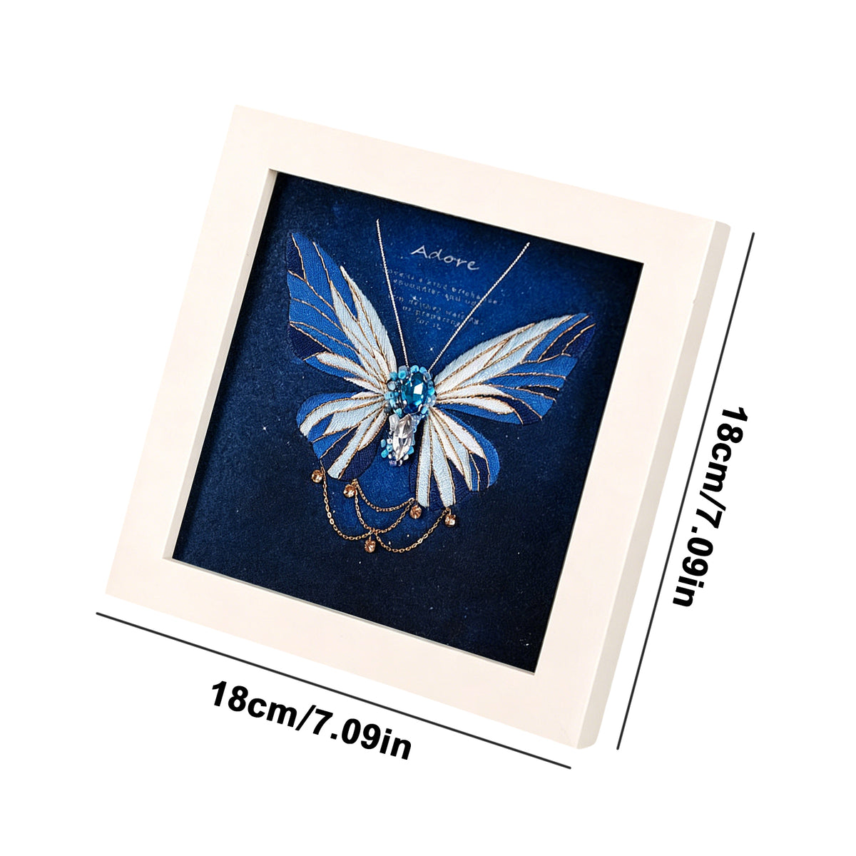 Beginners Needlepoint Kits with Tools Complete DIY Wall Decor Set Multi Purpose Handmade Creative Project for DIY Gift&Group Activity (Blue Papillon White Frame)