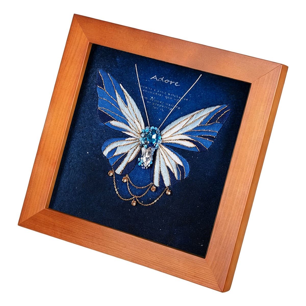 Beginners Needlepoint Kits with Tools Complete DIY Wall Decor Set Multi Purpose Handmade Creative Project for DIY Gift&Group Activity (Blue Papillon Brown Frame)