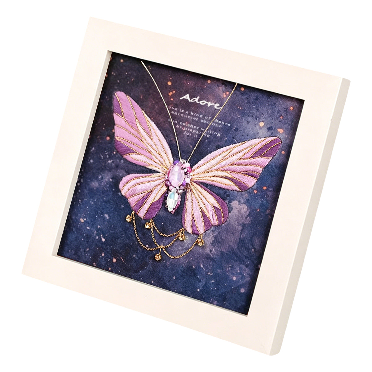 Beginners Needlepoint Kits with Tools Complete DIY Wall Decor Set Multi Purpose Handmade Creative Project for DIY Gift&Group Activity (Purple Papillon White Frame)