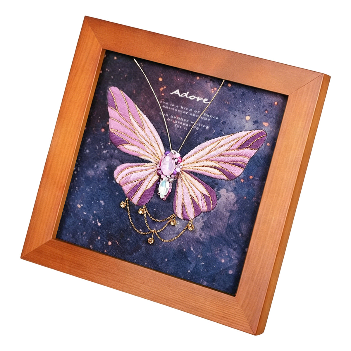 Beginners Needlepoint Kits with Tools Complete DIY Wall Decor Set Multi Purpose Handmade Creative Project for DIY Gift&Group Activity (Purple Papillon Brown Frame)