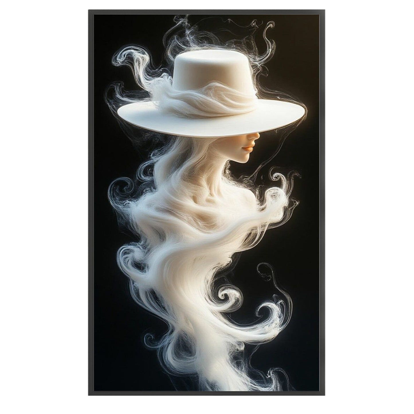 Misty Lady In White Hat - Full 11CT Stamped Cross Stitch 30x50CM - Huacan