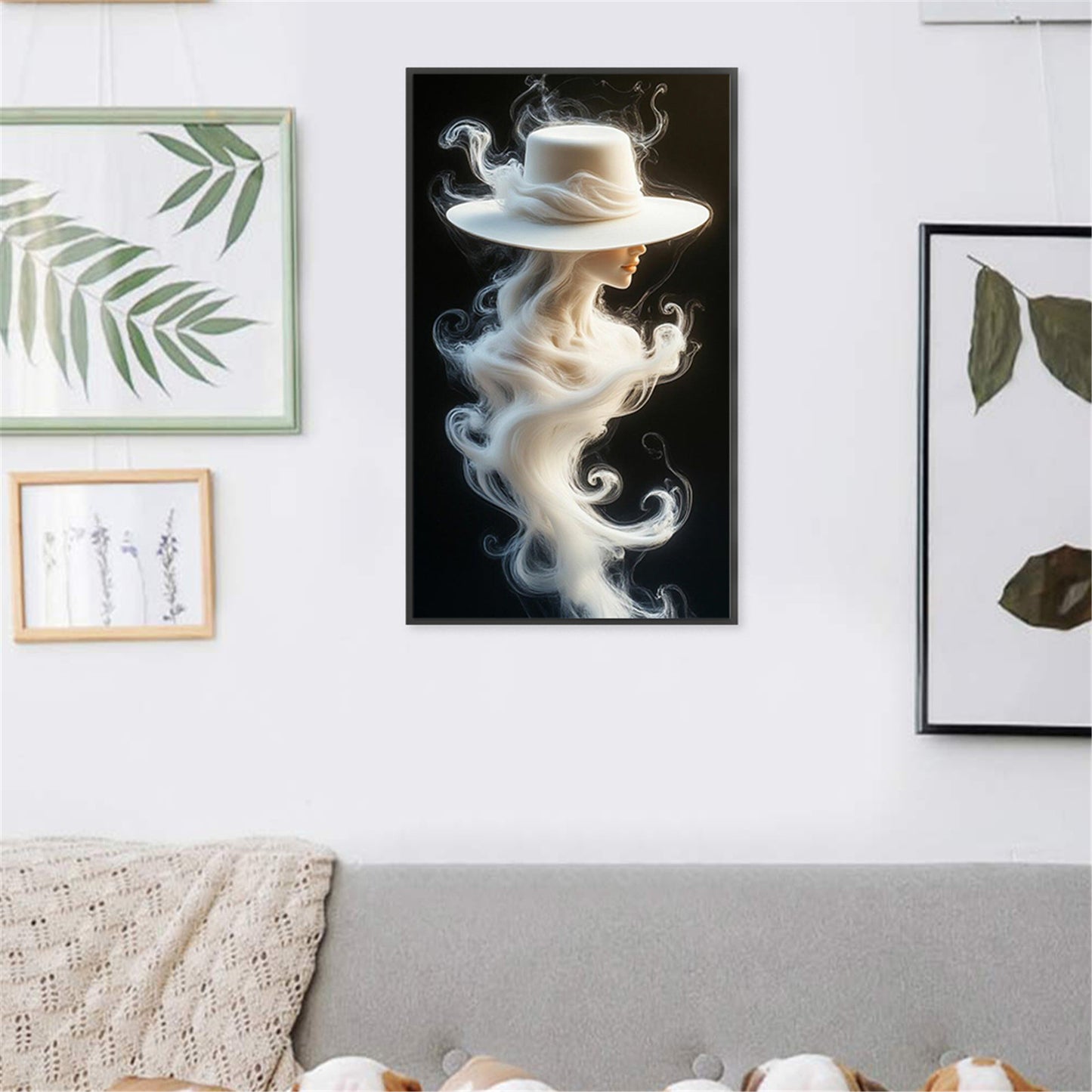 Misty Lady In White Hat - Full 11CT Stamped Cross Stitch 30x50CM - Huacan