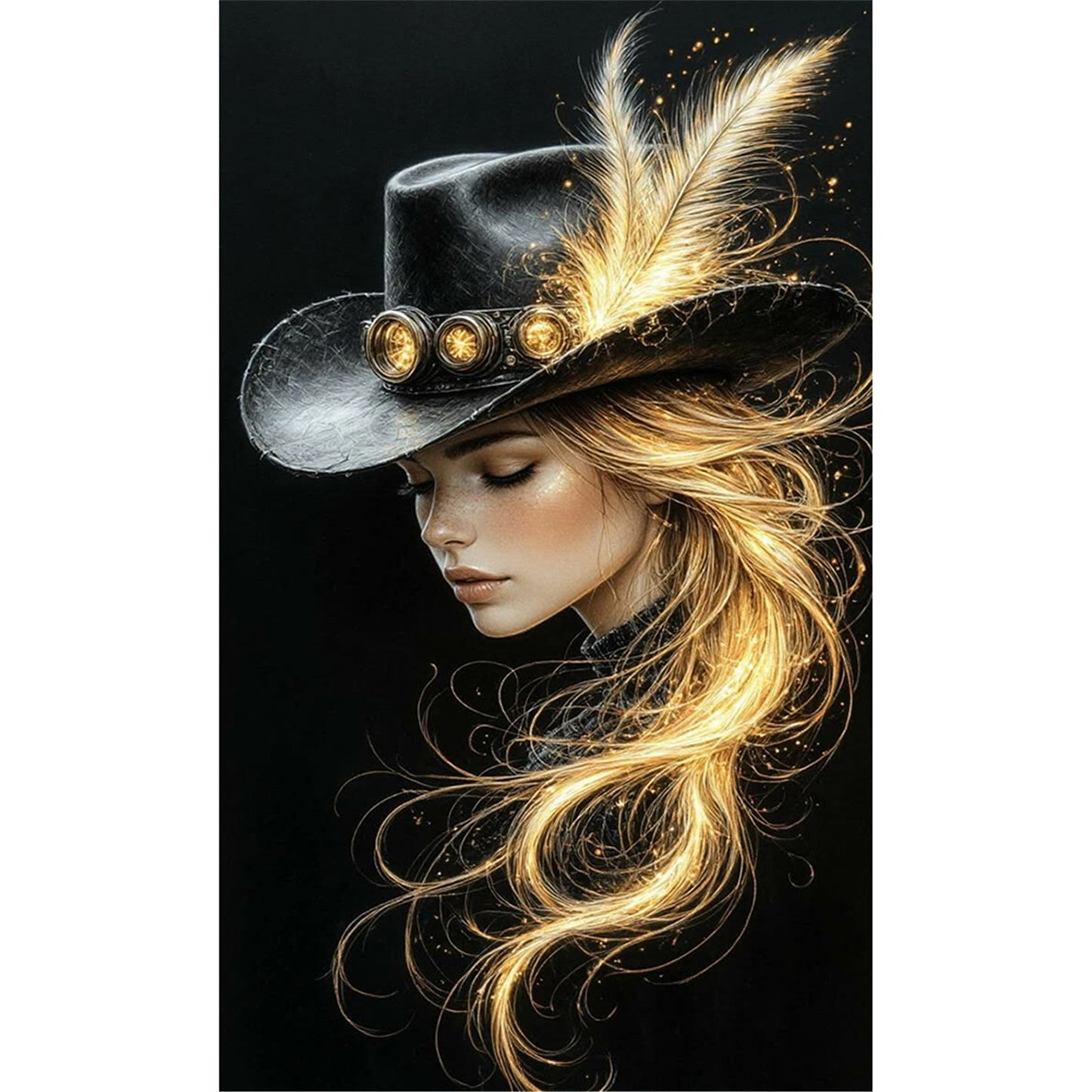 Golden Lady - Full 11CT Stamped Cross Stitch 30x50CM - Huacan