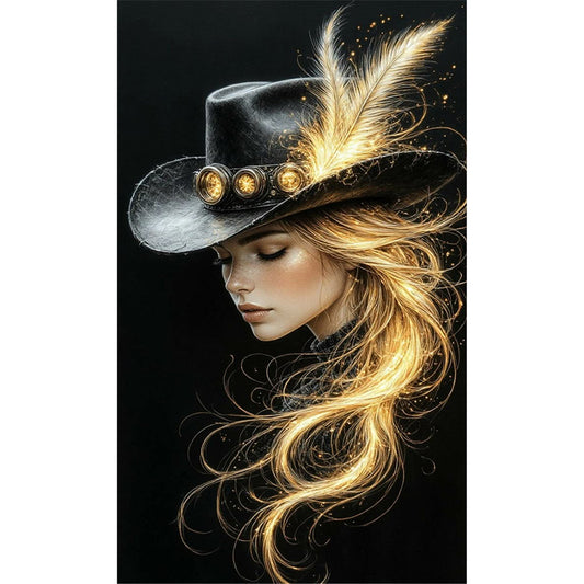 Golden Lady - Full 11CT Stamped Cross Stitch 30x50CM - Huacan