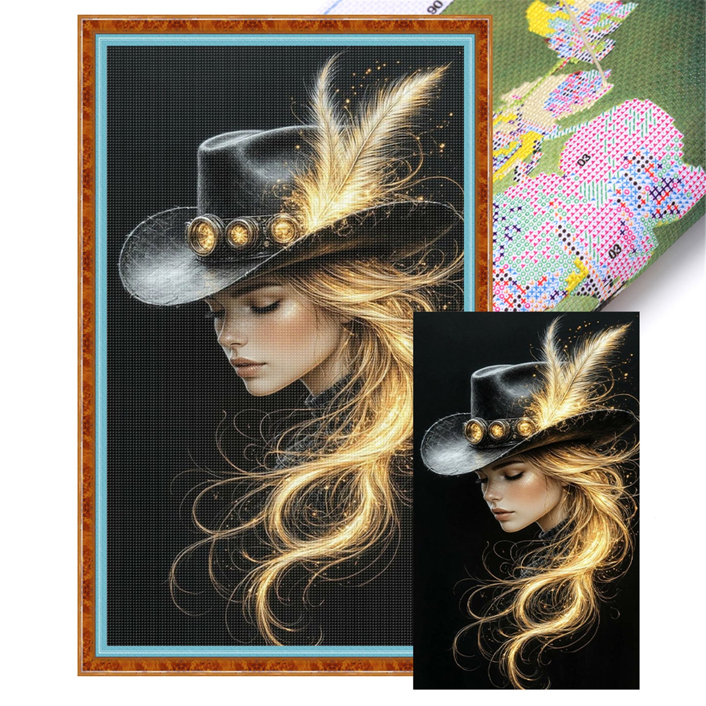 Golden Lady - Full 11CT Stamped Cross Stitch 30x50CM - Huacan