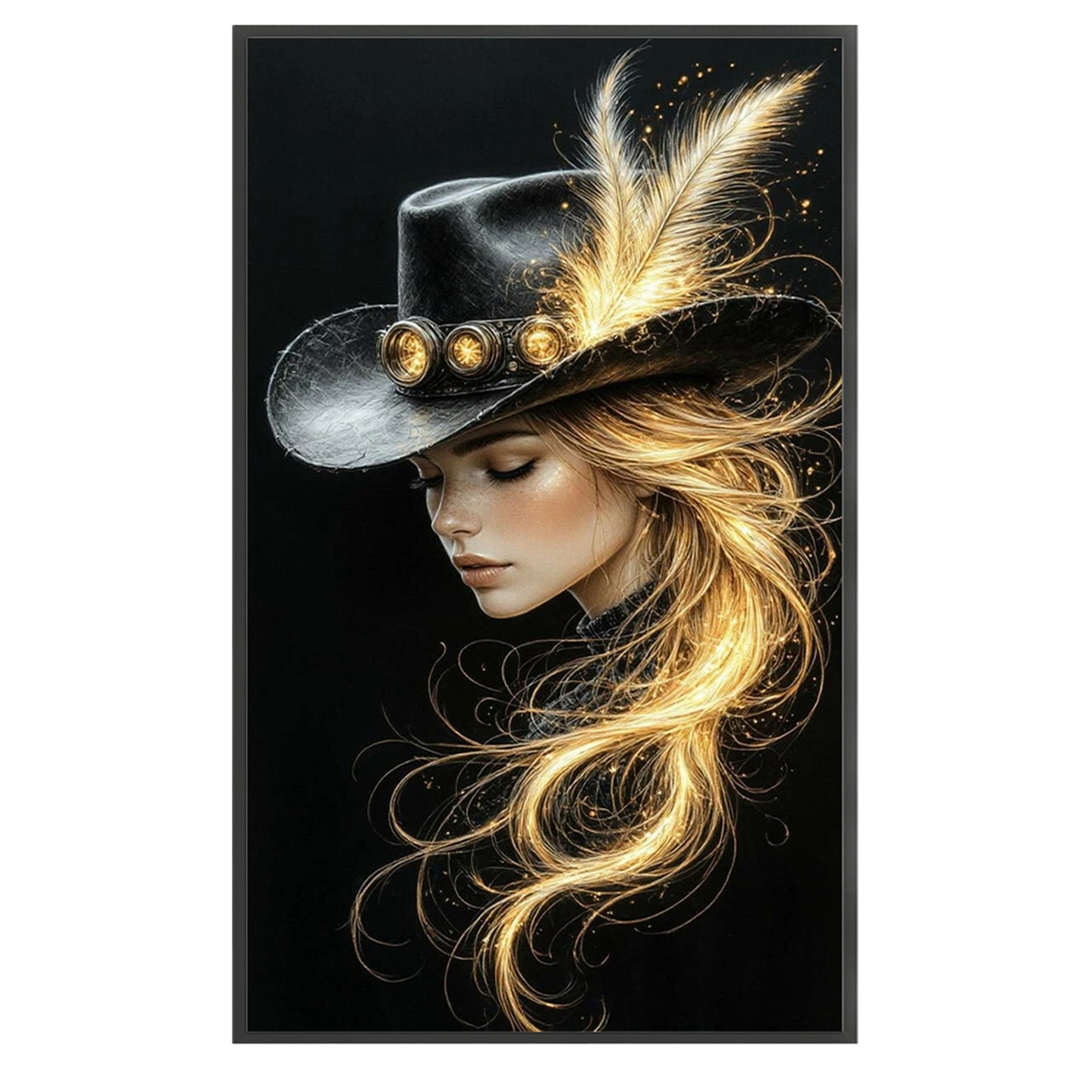 Golden Lady - Full 11CT Stamped Cross Stitch 30x50CM - Huacan