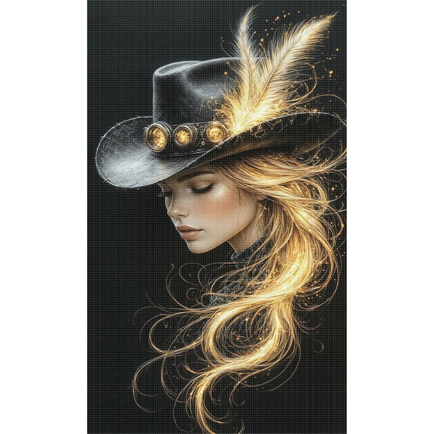 Golden Lady - Full 11CT Stamped Cross Stitch 30x50CM - Huacan