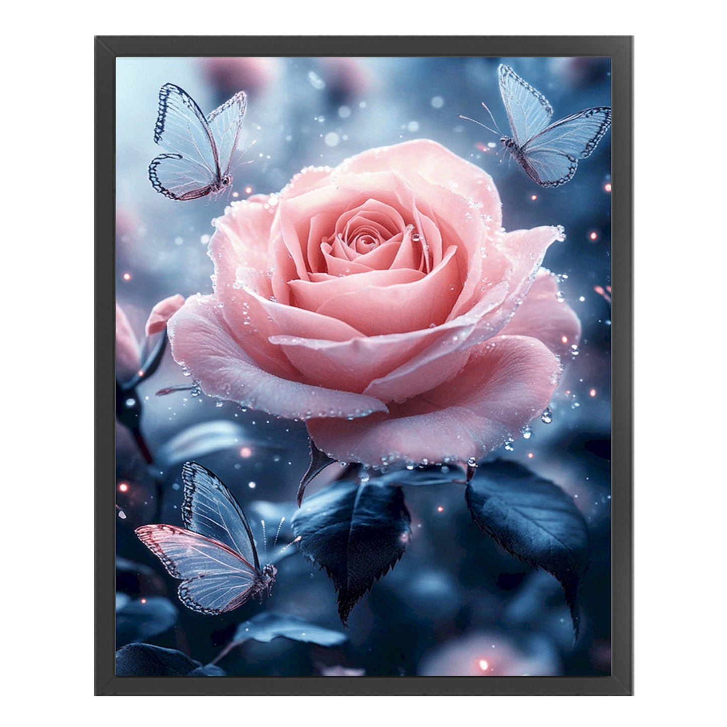 Pink Rose Butterflies - Full 11CT Stamped Cross Stitch 40x50CM - Huacan