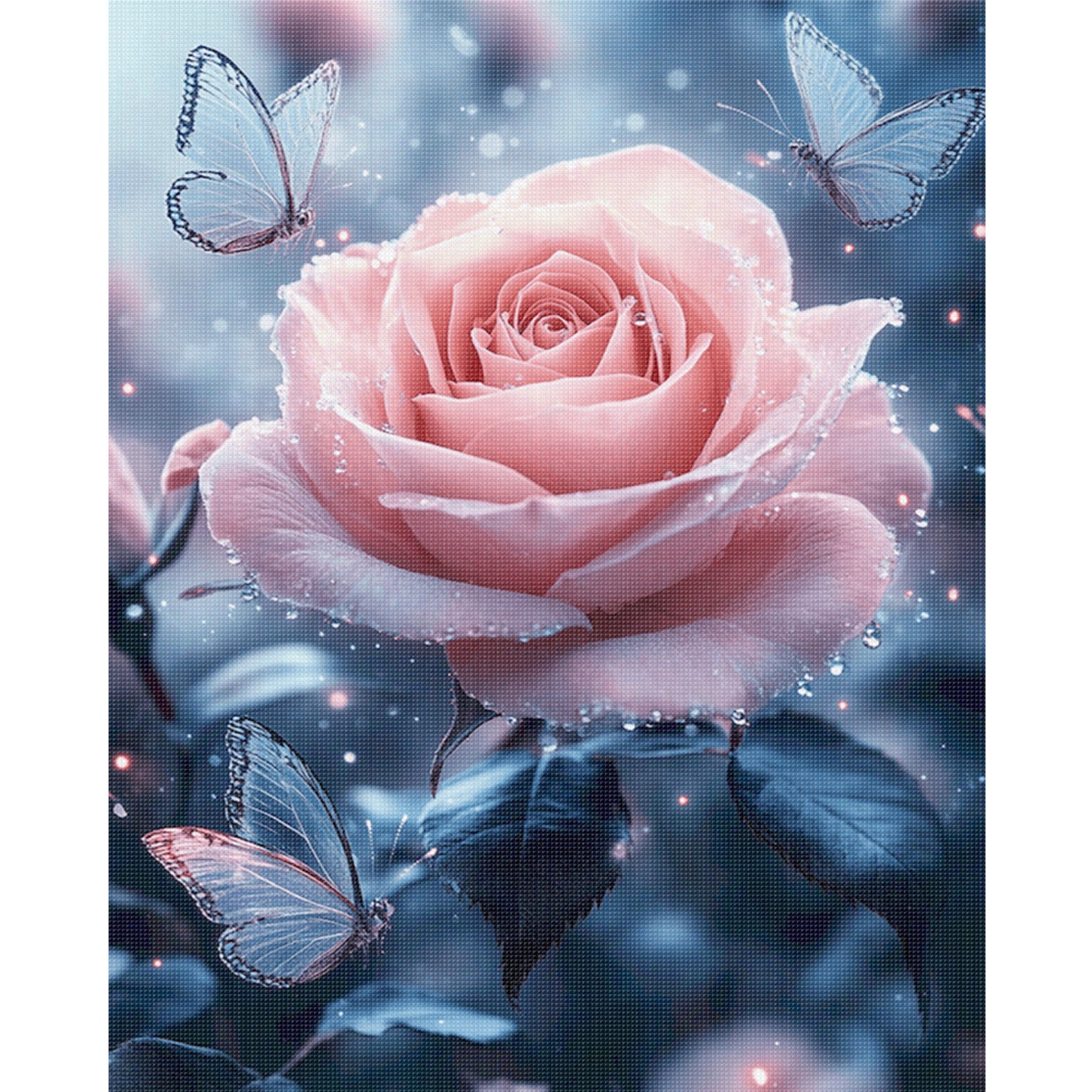 Pink Rose Butterflies - Full 11CT Stamped Cross Stitch 40x50CM - Huacan