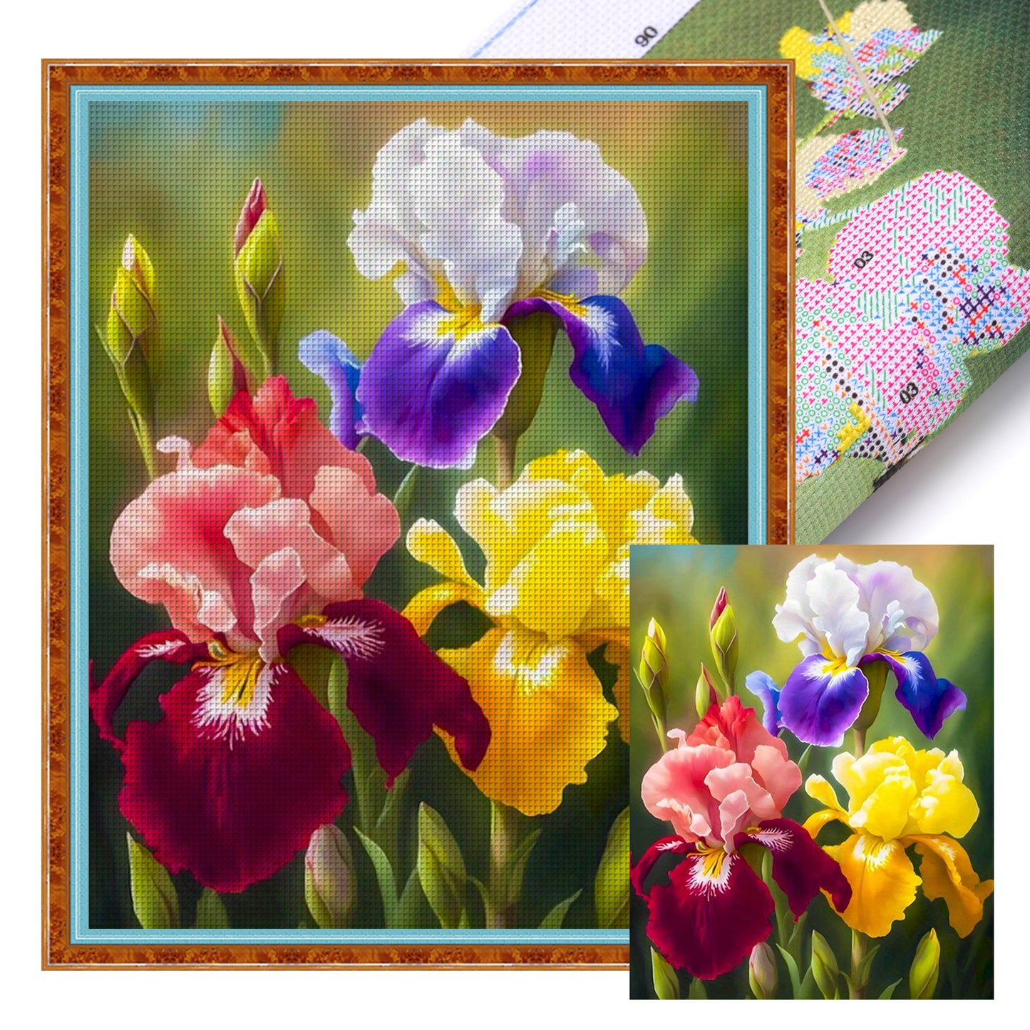 Colorful Iris Bouquet - Full 11CT Stamped Cross Stitch 40x50CM - Huacan