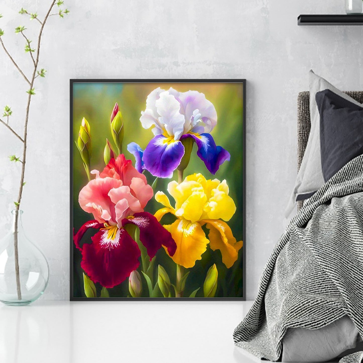 Colorful Iris Bouquet - Full 11CT Stamped Cross Stitch 40x50CM - Huacan