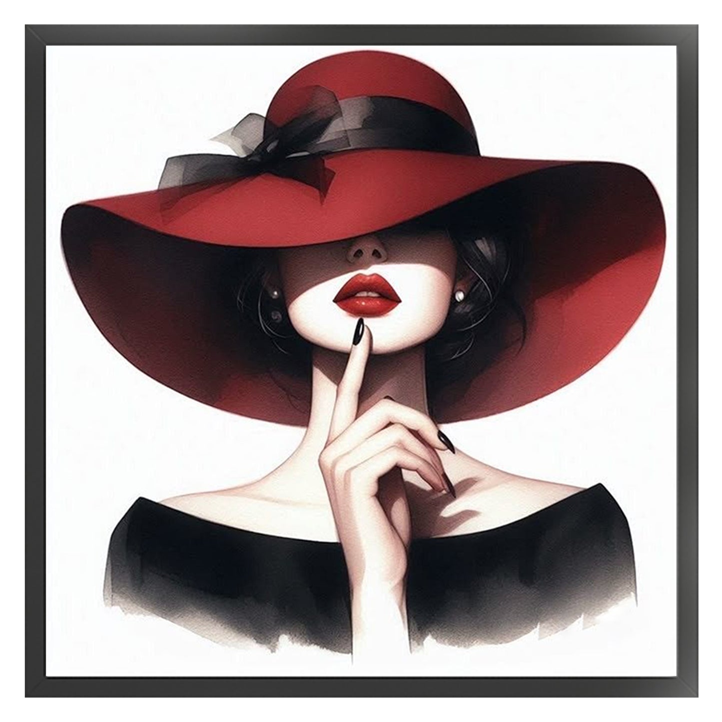 Red Hat Lady - Full 11CT Stamped Cross Stitch 40x40CM - Huacan