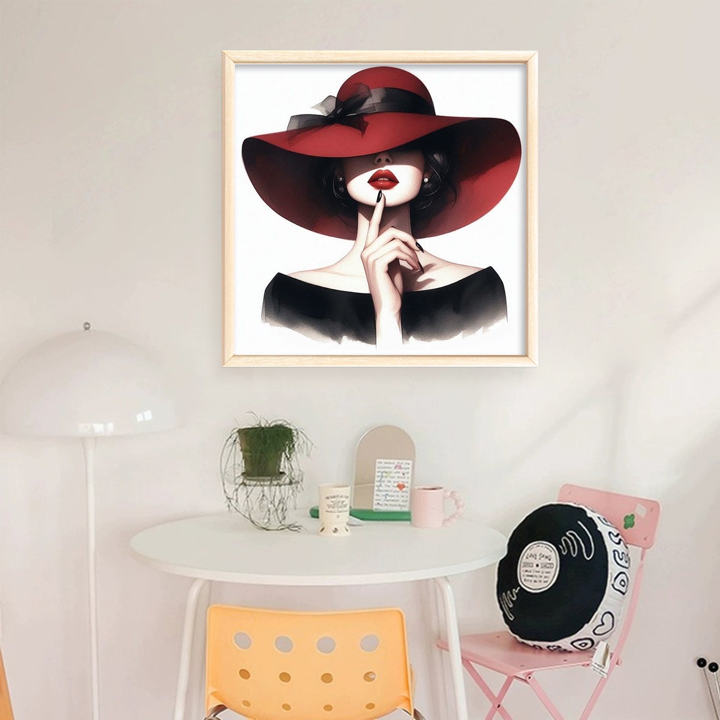 Red Hat Lady - Full 11CT Stamped Cross Stitch 40x40CM - Huacan