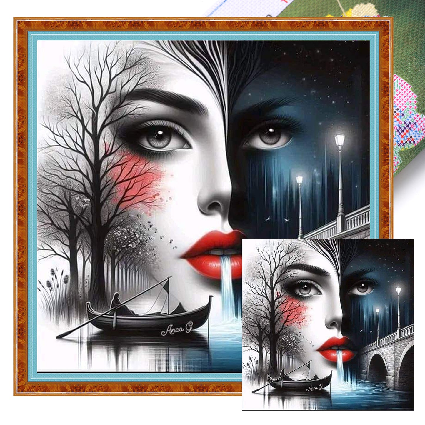 Venice Lady - Full 11CT Stamped Cross Stitch 40x40CM - Huacan