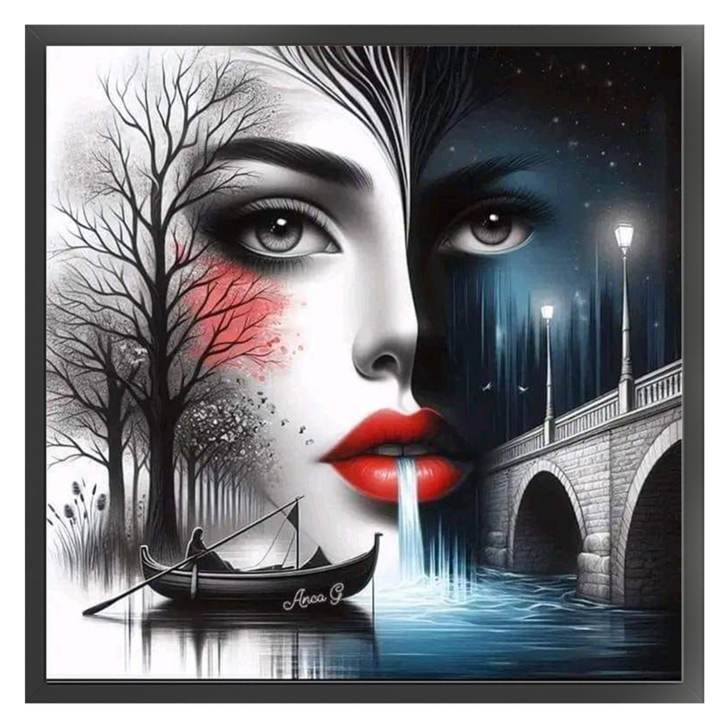 Venice Lady - Full 11CT Stamped Cross Stitch 40x40CM - Huacan