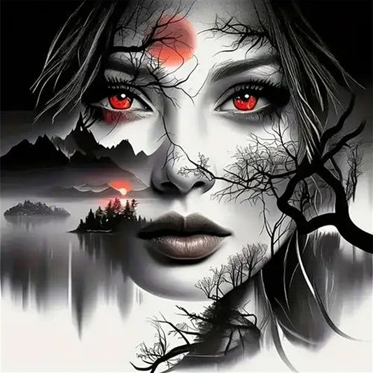 Forest Night Lady - Full 11CT Stamped Cross Stitch 40x40CM - Huacan