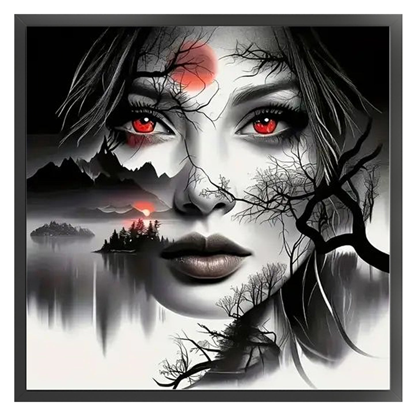 Forest Night Lady - Full 11CT Stamped Cross Stitch 40x40CM - Huacan