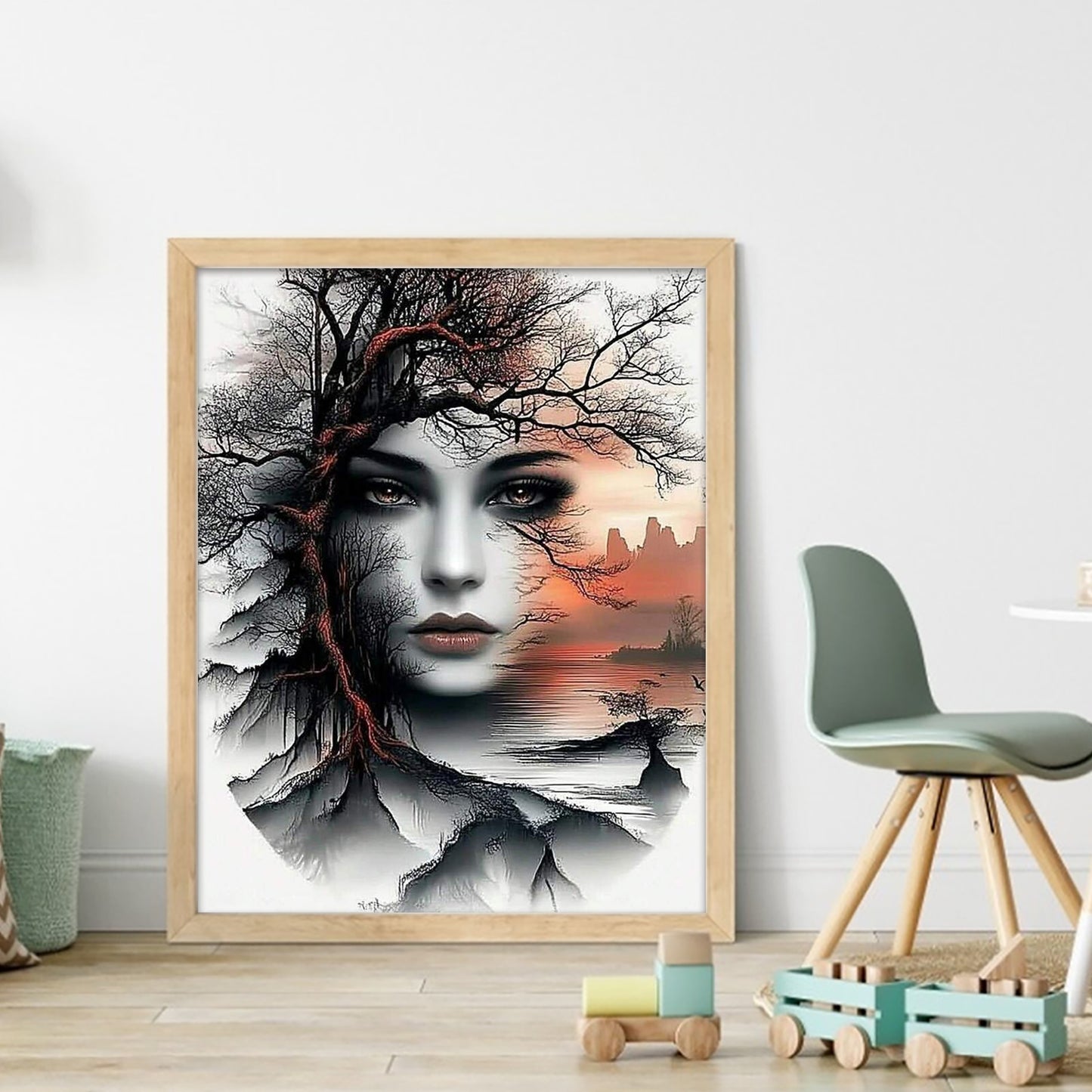 Sunset Mountain Lady - Full 11CT Stamped Cross Stitch 40x50CM - Huacan