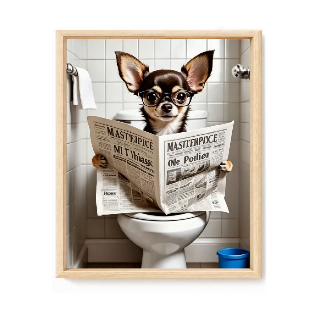 Chihuahua liest Zeitung mit Brille-Hund - Vollständiges 11CT gestempeltes Kreuzstich-Set 40x50CM - Huacan