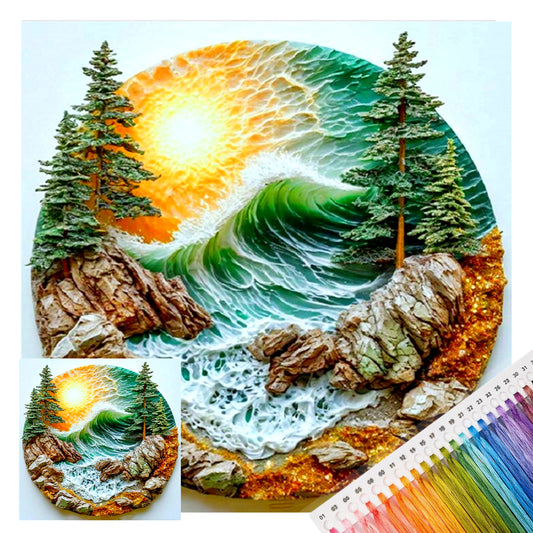 Harz-Meereswellen - Vollständiges 14CT gestempeltes Kreuzstich-Set 30x30CM - Huacan