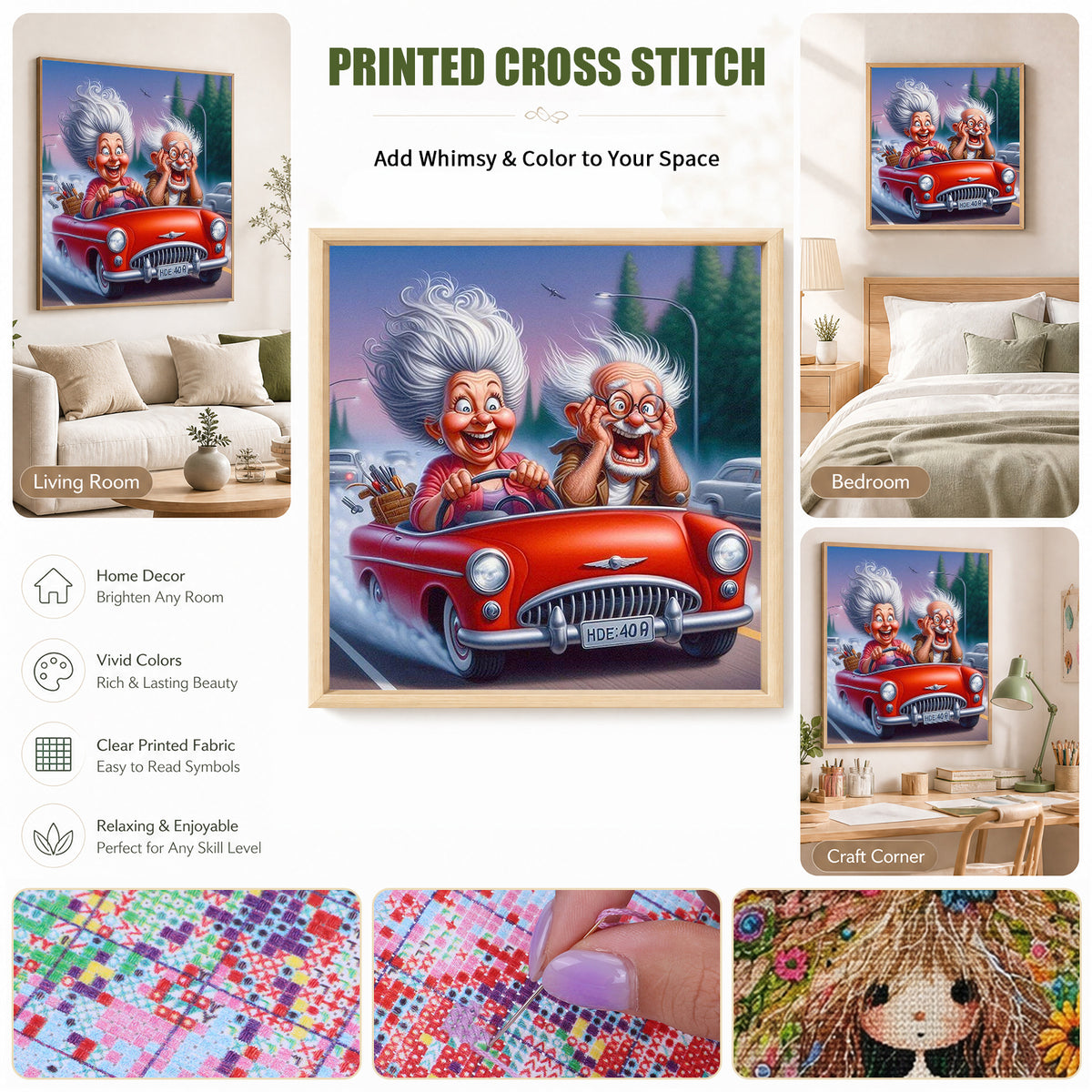 Racing Couple - Full 14CT Stamped Cross Stitch 30x30CM - Huacan