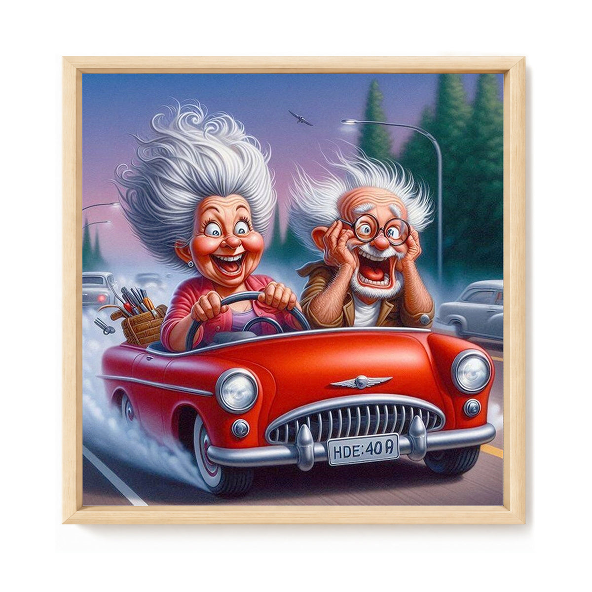 Racing Couple - Full 14CT Stamped Cross Stitch 30x30CM - Huacan