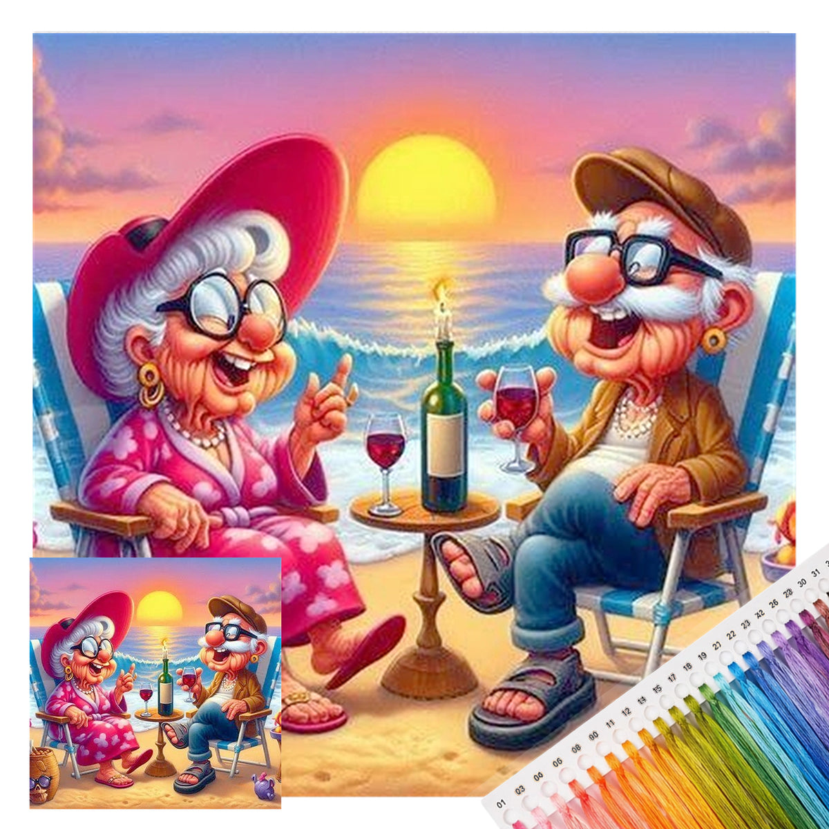 Strand-Sonnenuntergang - Vollständiges 14CT gestempeltes Kreuzstich-Set 30x30CM - Huacan