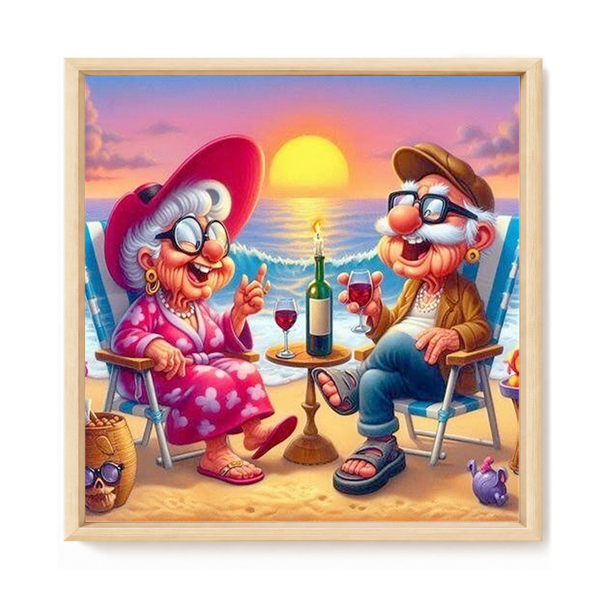 Strand-Sonnenuntergang - Vollständiges 14CT gestempeltes Kreuzstich-Set 30x30CM - Huacan