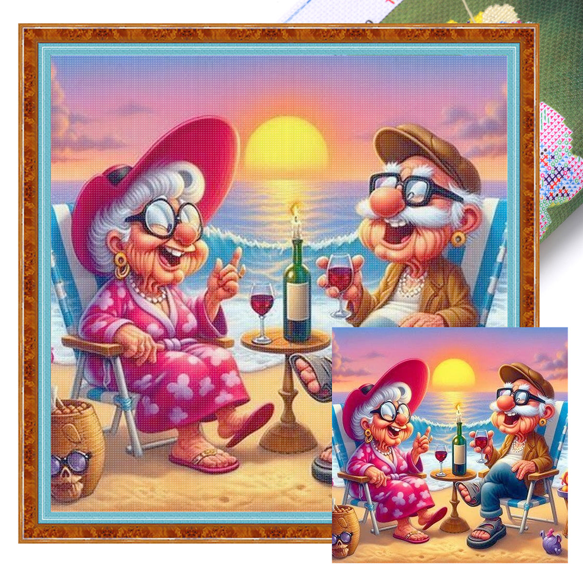 Strand-Sonnenuntergang - Vollständiges 14CT gestempeltes Kreuzstich-Set 30x30CM - Huacan