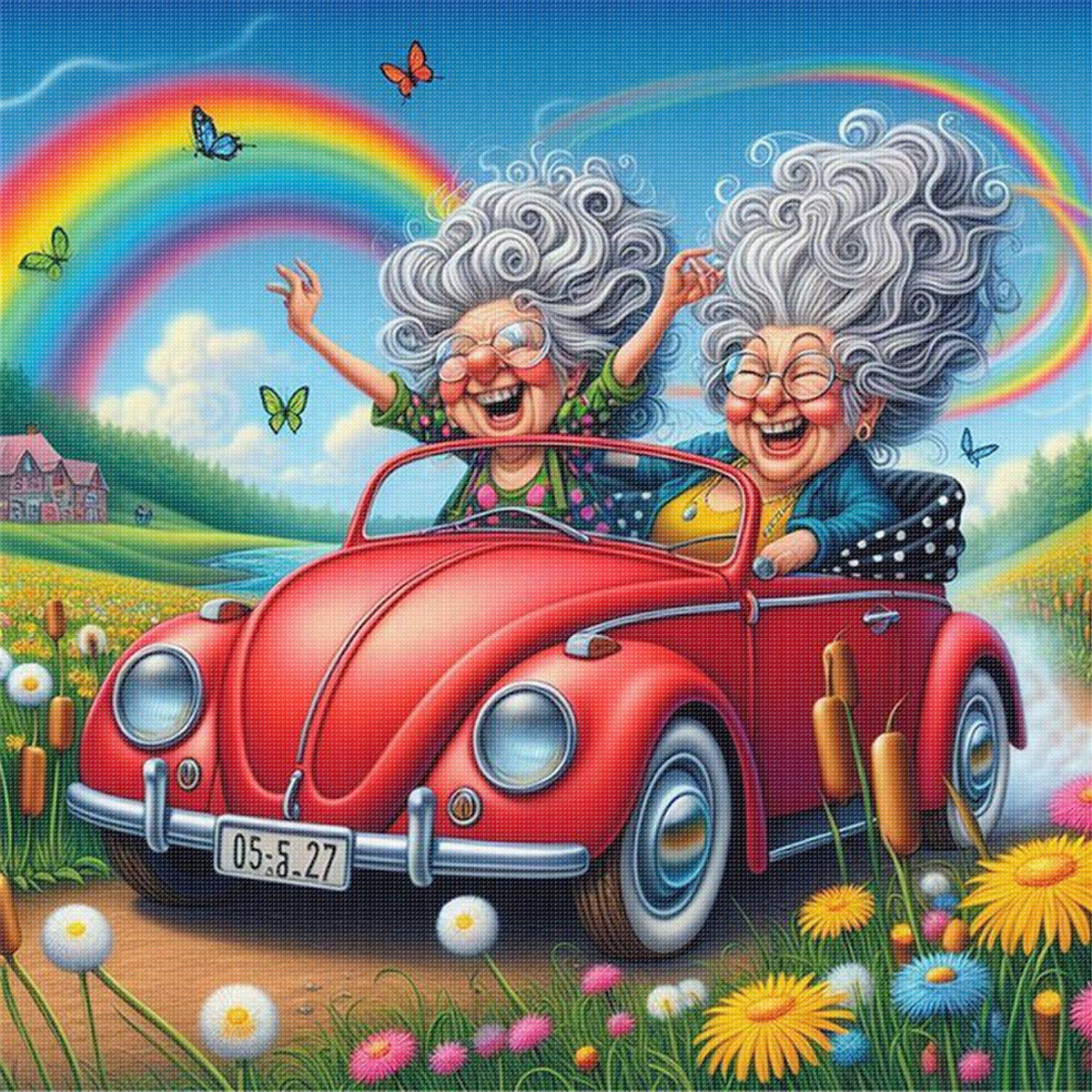 Regenbogen-Highway - Vollständiges 14CT gestempeltes Kreuzstich-Set 30x30CM - Huacan