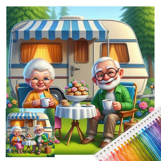 Wohnmobil-Camping – Vollständiges 14CT-Stempel-Kreuzstichset 30x30 cm – Huacan