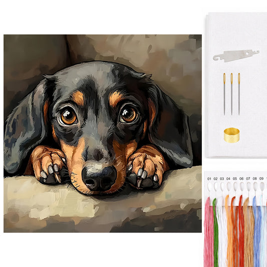 Dackel-Hund - Vollständiges 14CT gezähltes Kreuzstichset 40*40cm - Yishu