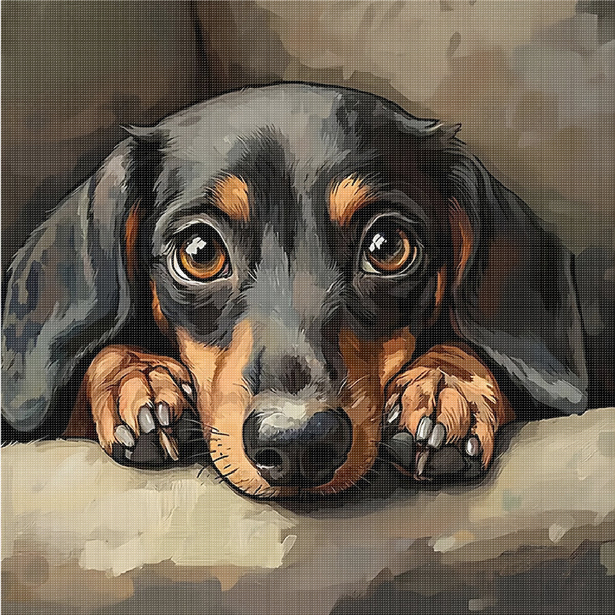 Dachshund-Dog - Full 14CT Counted Cross Stitch 40*40CM - Yishu