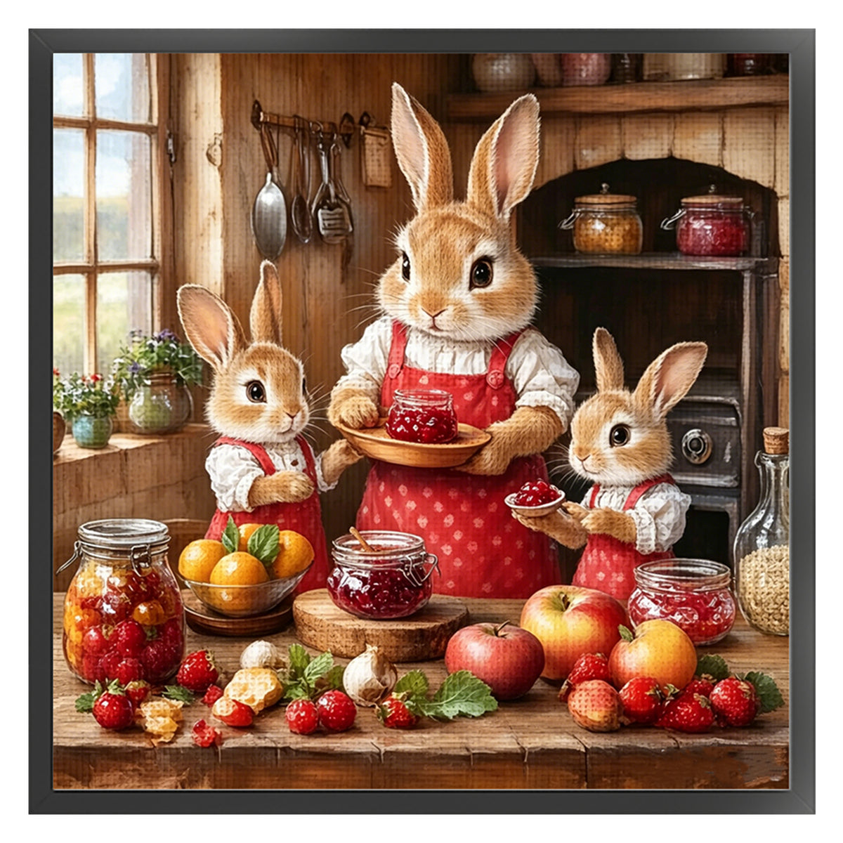 Hasenfamilie - Vollständiges 14CT gezähltes Kreuzstichset 40*40CM - Yishu