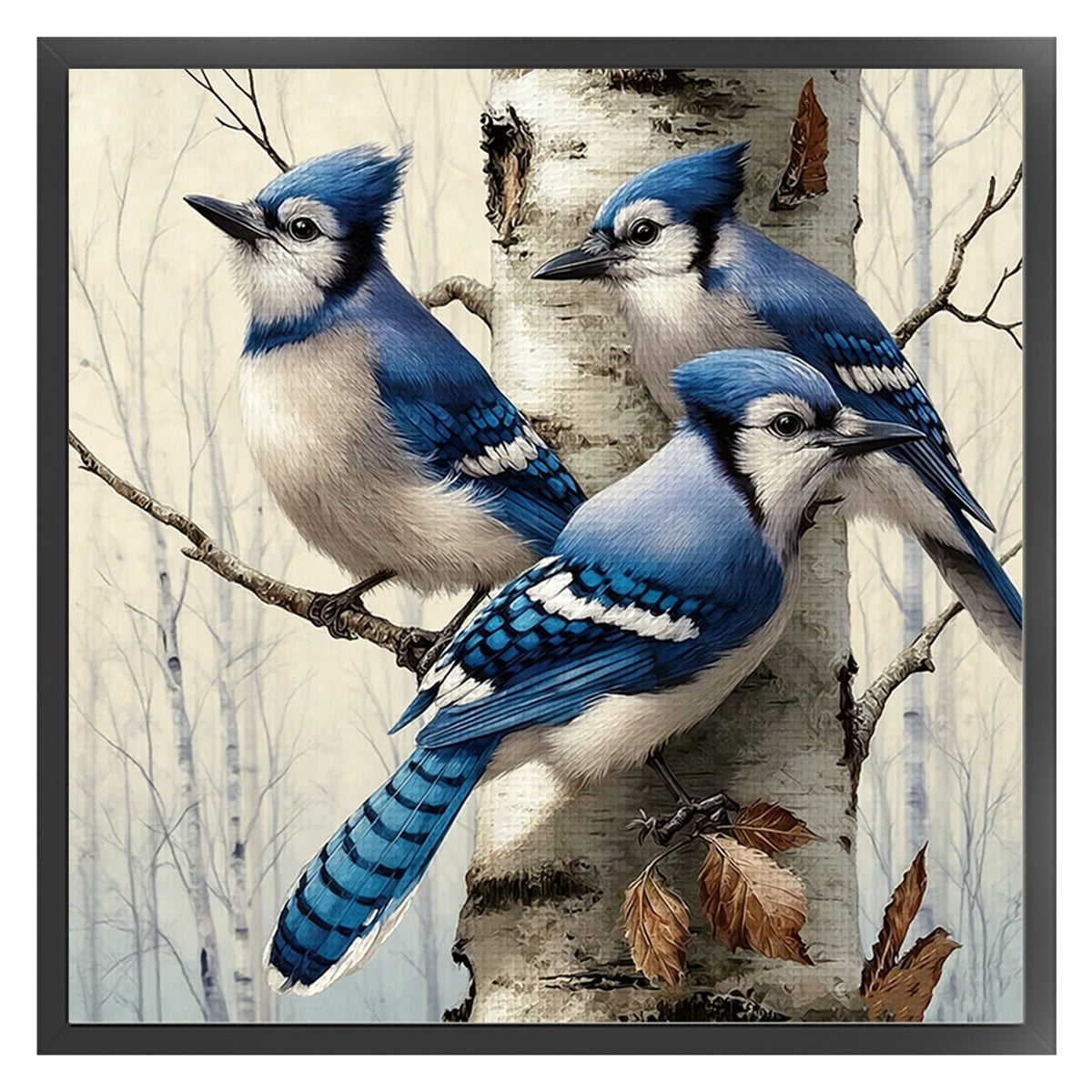 Blue Jays - Full 14CT Counted Cross Stitch 40*40CM - Yishu
