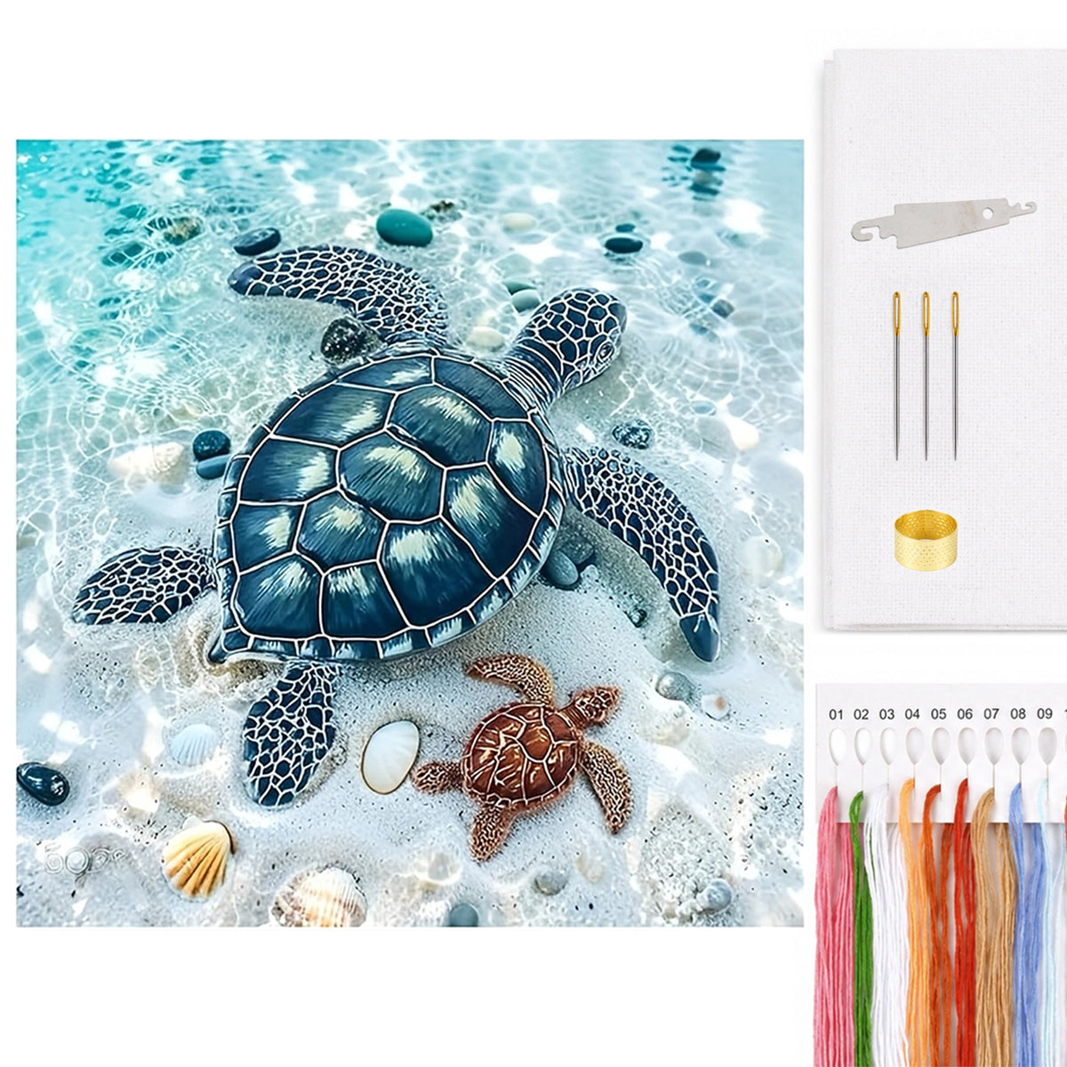 Turtle Beach – Vollständiges 14CT Zählmuster-Kreuzstichset 40*40cm – Yishu
