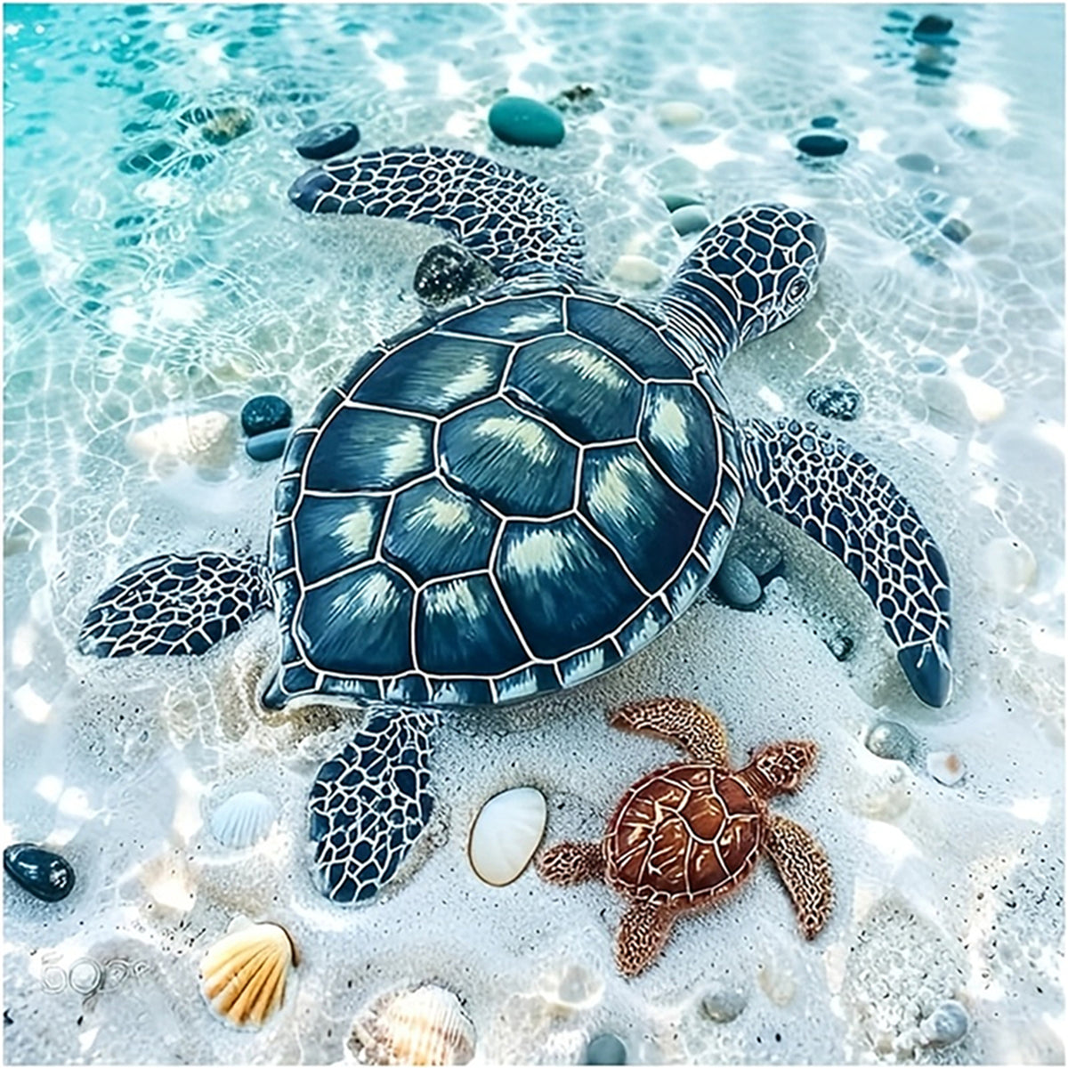 Turtle Beach – Vollständiges 14CT Zählmuster-Kreuzstichset 40*40cm – Yishu