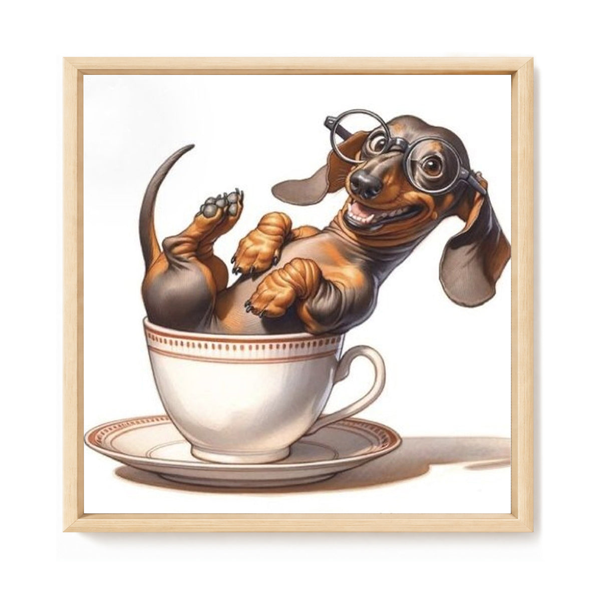 Dachshund Coffee Mug-Dog - Full 14CT Stamped Cross Stitch 30x30CM - Huacan