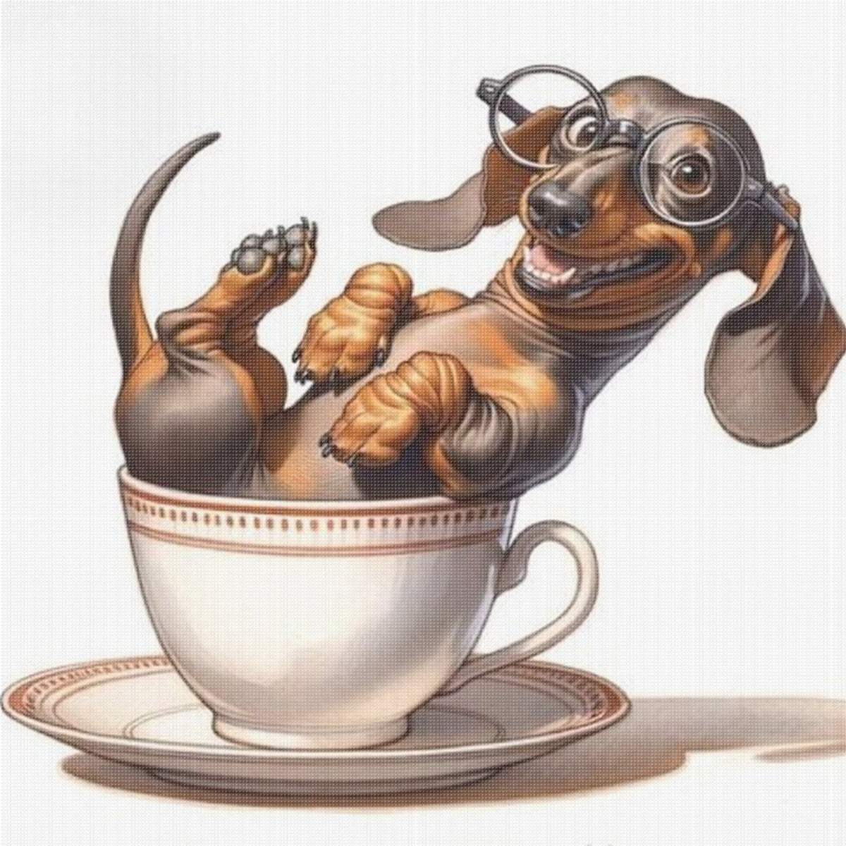 Dachshund Coffee Mug-Dog - Full 14CT Stamped Cross Stitch 30x30CM - Huacan