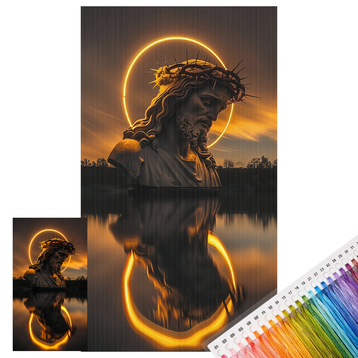 Jesus-Halo-Porträt – Vollständiges 11CT-Stempel-Kreuzstichset 40x70 cm – Huacan