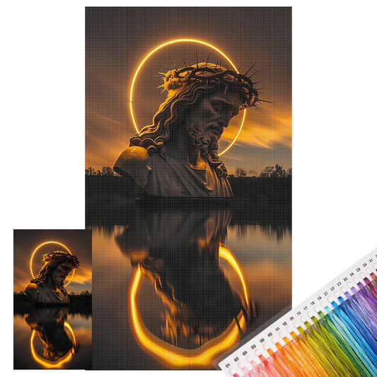 Jesus-Halo-Porträt – Vollständiges 11CT-Stempel-Kreuzstichset 40x70 cm – Huacan