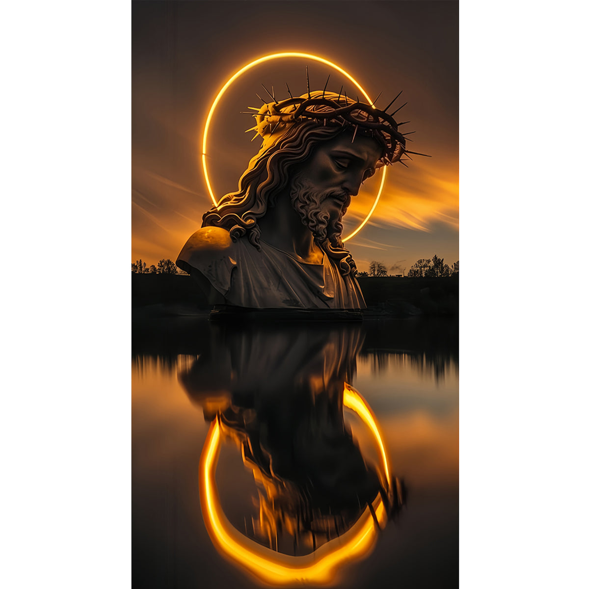 Jesus-Halo-Porträt – Vollständiges 11CT-Stempel-Kreuzstichset 40x70 cm – Huacan