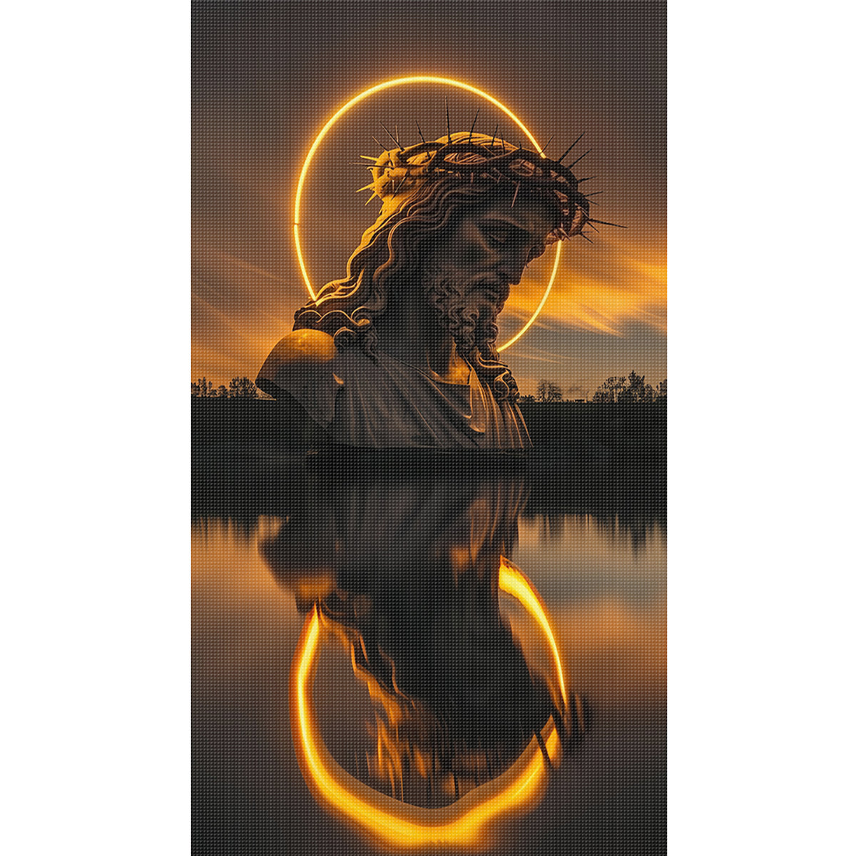 Jesus-Halo-Porträt – Vollständiges 11CT-Stempel-Kreuzstichset 40x70 cm – Huacan