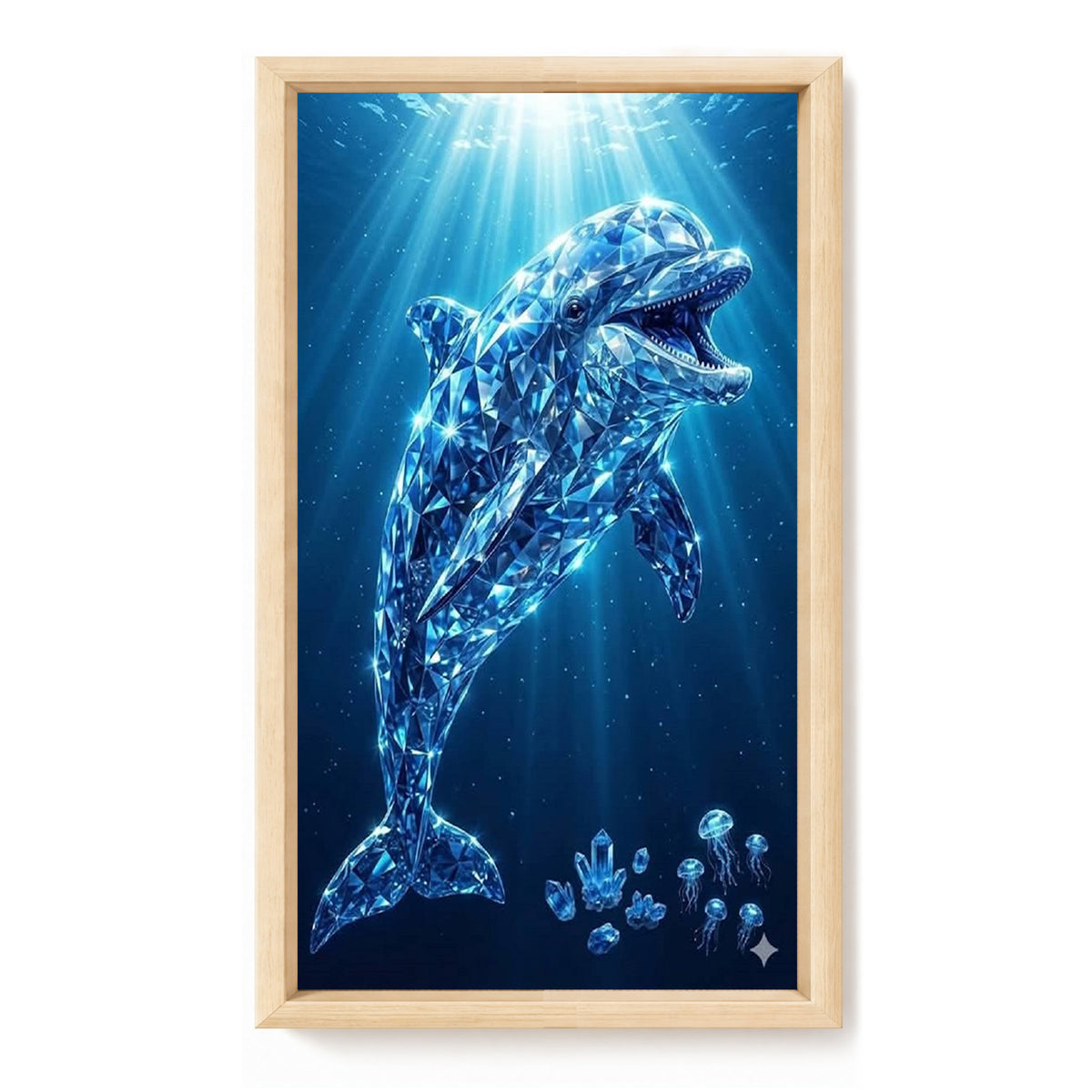 Kristallblauer Delfin - Vollständiges 11CT Stempel-Kreuzstichset 40x70CM - Huacan