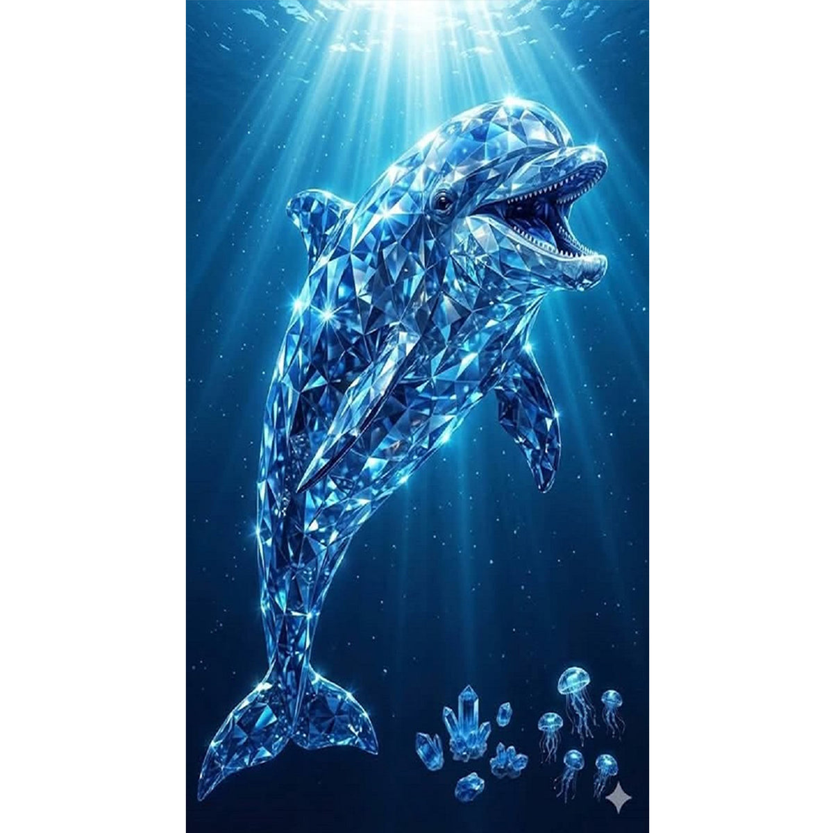Kristallblauer Delfin - Vollständiges 11CT Stempel-Kreuzstichset 40x70CM - Huacan