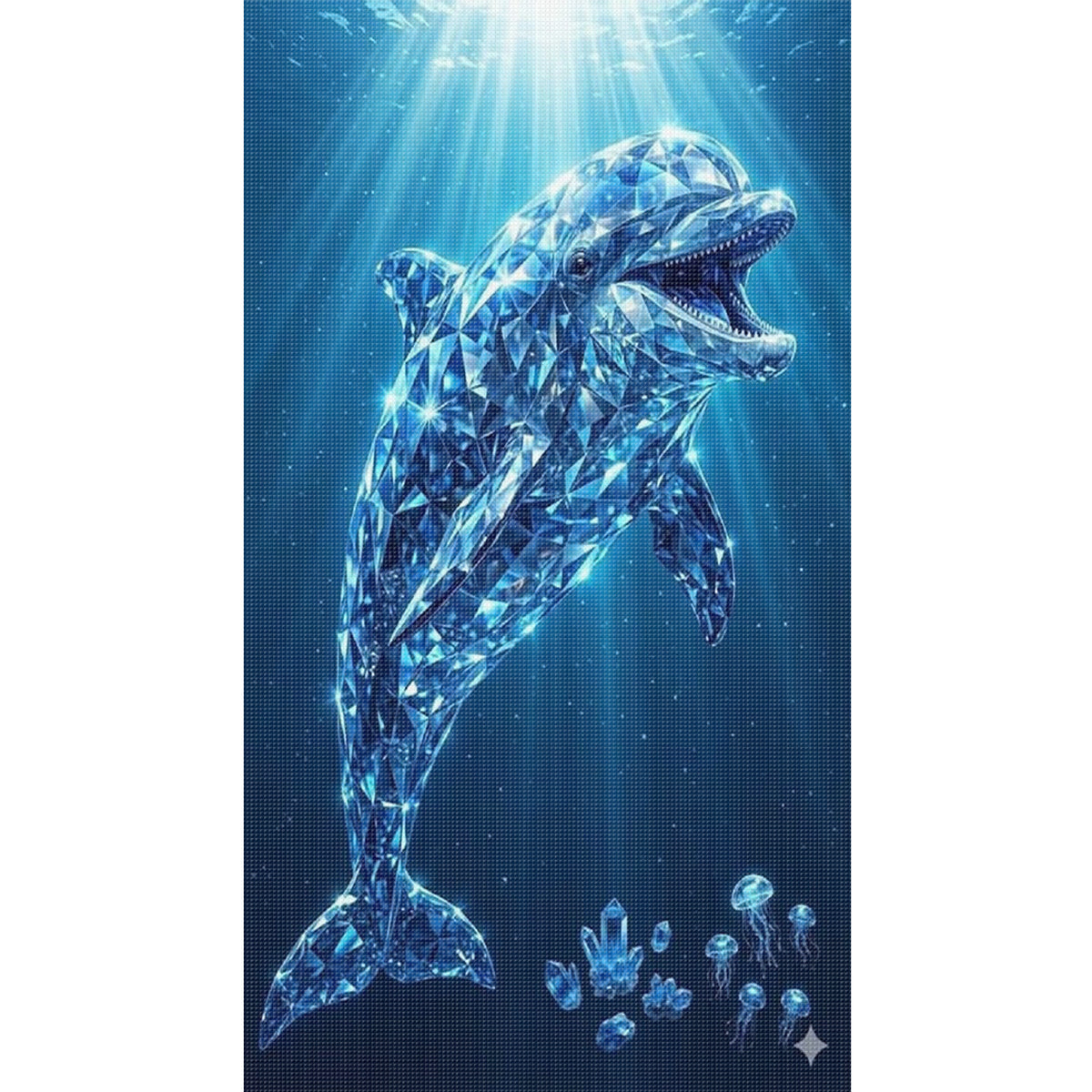 Kristallblauer Delfin - Vollständiges 11CT Stempel-Kreuzstichset 40x70CM - Huacan